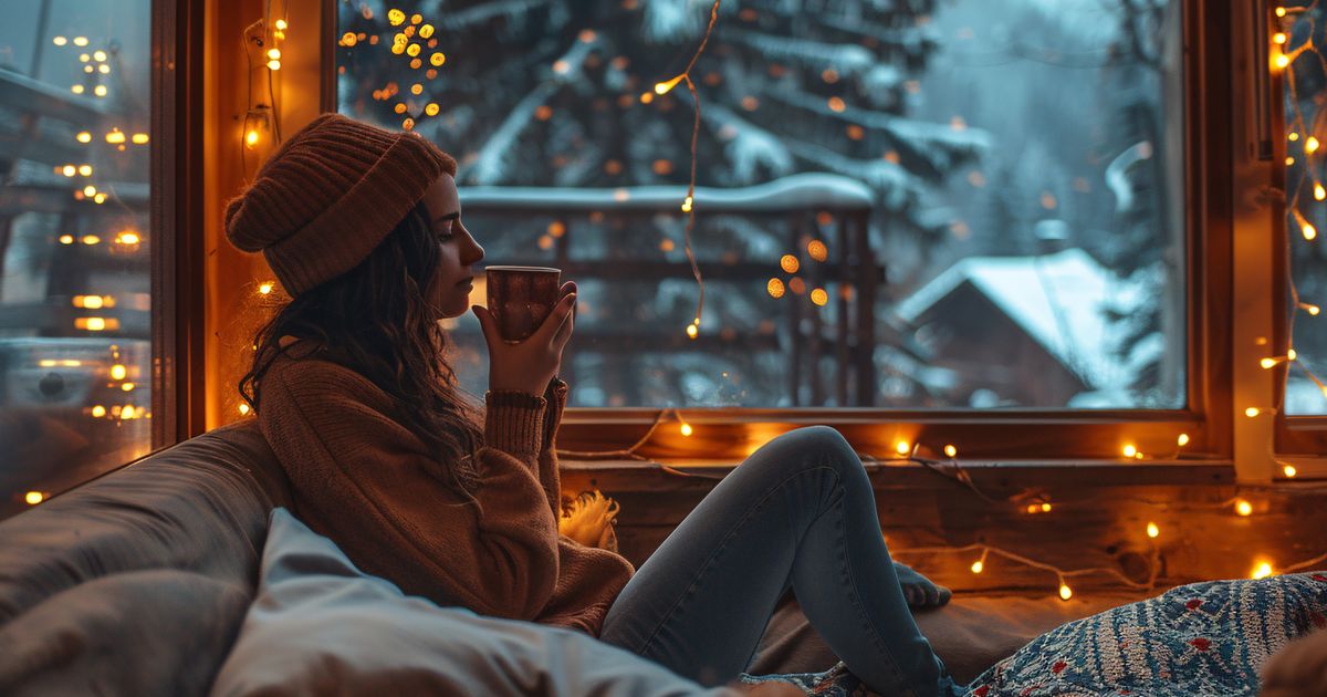 Nő nyugodt és békés légkörben, a belső csendre hangolódva.