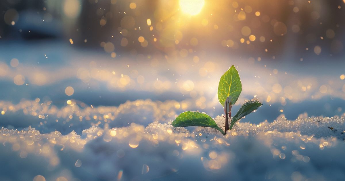 Hajnal fénye téli tájon, új kezdet szimbóluma