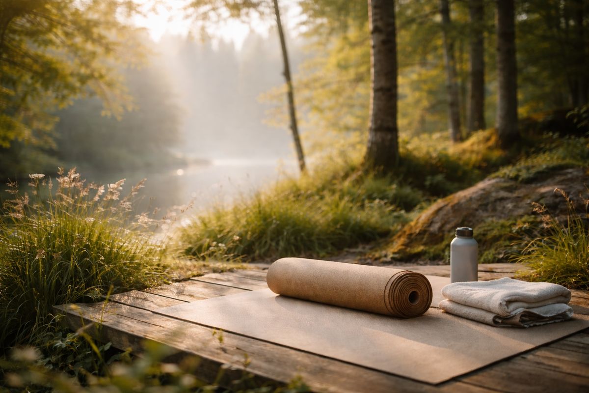 Lágy fényben megvilágított természetes környezet, amely a testi jelenlét nyugalmát idézi