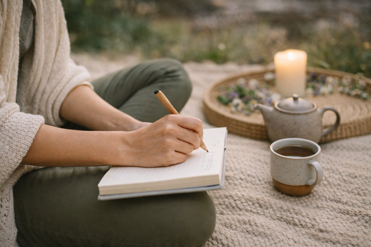 marma-folyamat jegyzetelés, tea, nyugodt tér