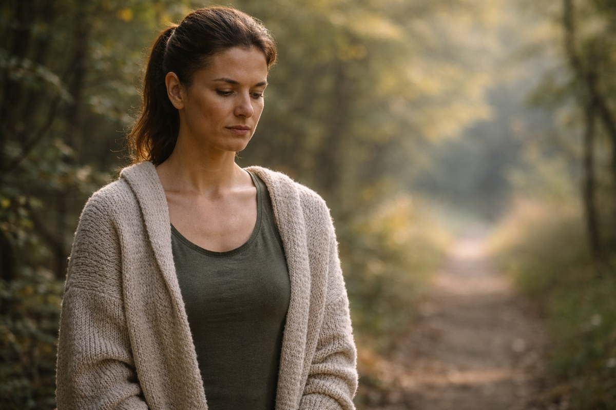 Megállás az erdőben, csendes figyelem - a belső folyamatok érzékelése