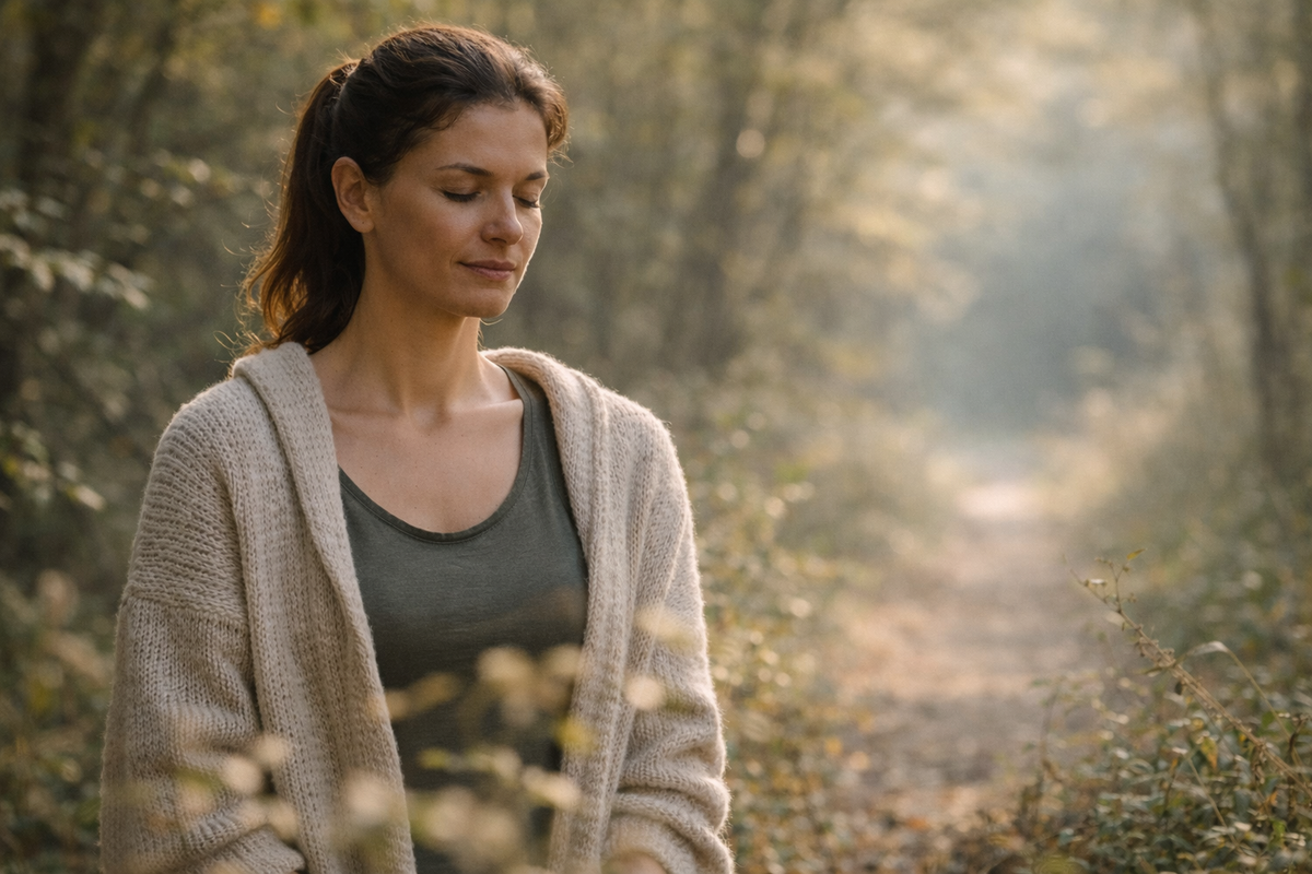 Megállás egy csendes pillanatban a természetben - belső figyelem és érzékelés